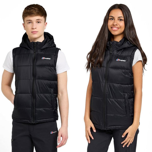Berghaus Kid's 14-15yrs Burham Gilet with Hood, Water-Resistant Black Bodywarmer