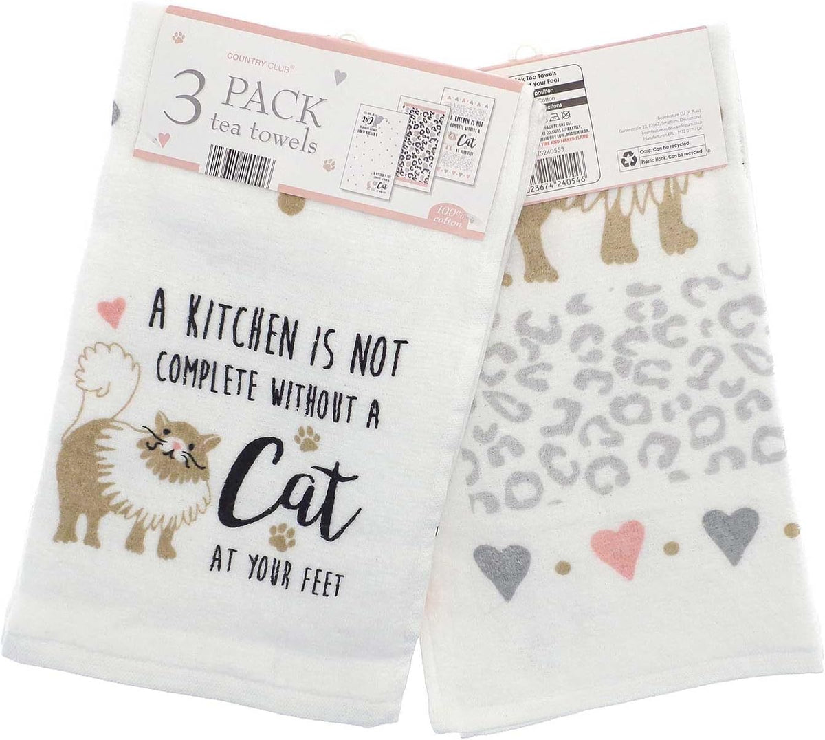 Country Club Cotton Tea Towels - Pack of 3
