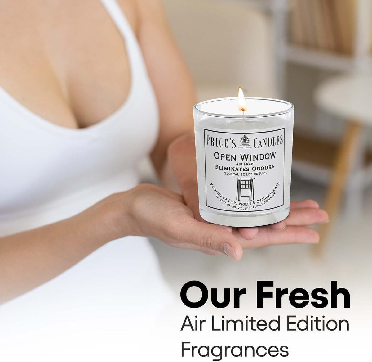 Price's Candles Set of 3 Fresh Air Odour Removing Jar Candles, Open Window