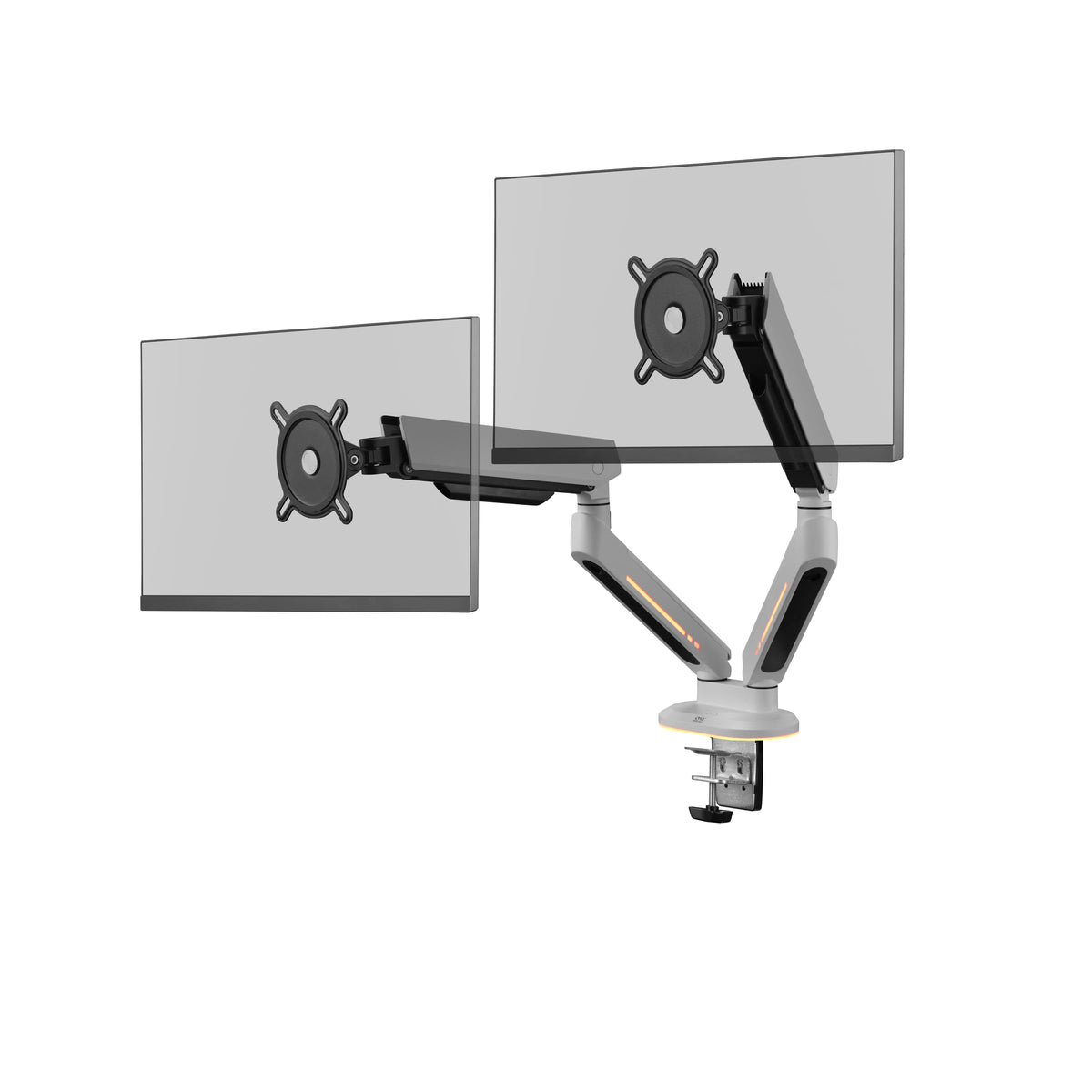 One For All Universal Gaming Dual Monitor Arm for 21-45 Inch Screens - VESA 75/100mm - Heigh adjustment -Tilt (80°), Swivel (180°) and Rotate (360°) - Max weight - 14 kg per screen - White (DM8220)
