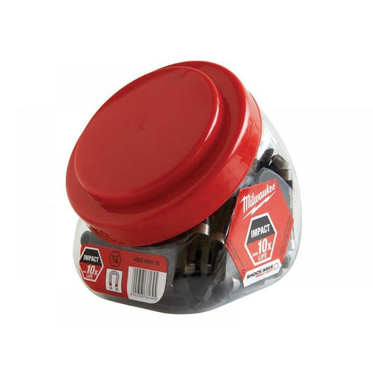 Milwaukee Shockwave Magnetic Bit Holder 60mm Jar of 100