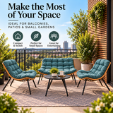 3 Piece Rattan Garden Furniture Set 3 Cushioned Sofa Chairs & Table For Patio Outdoor