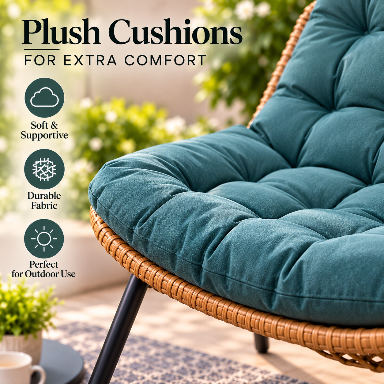 3 Piece Rattan Garden Furniture Set 3 Cushioned Sofa Chairs & Table For Patio Outdoor