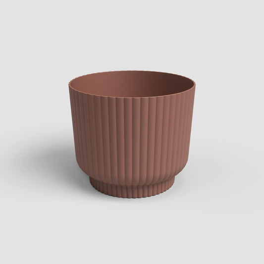Mocha Brown Wavy Flower Pot 16cm Modern Planter Indoor/Outdoor