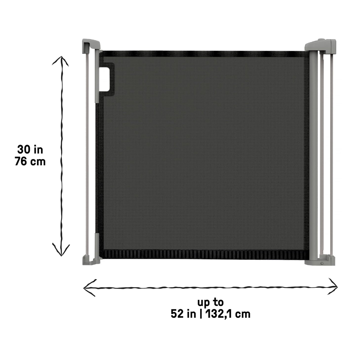 Black Retractable Baby Gate with Tuck Away Mesh, Pet/Child Stair Gate, Fits Openings up to 52" Wide, 30" Tall