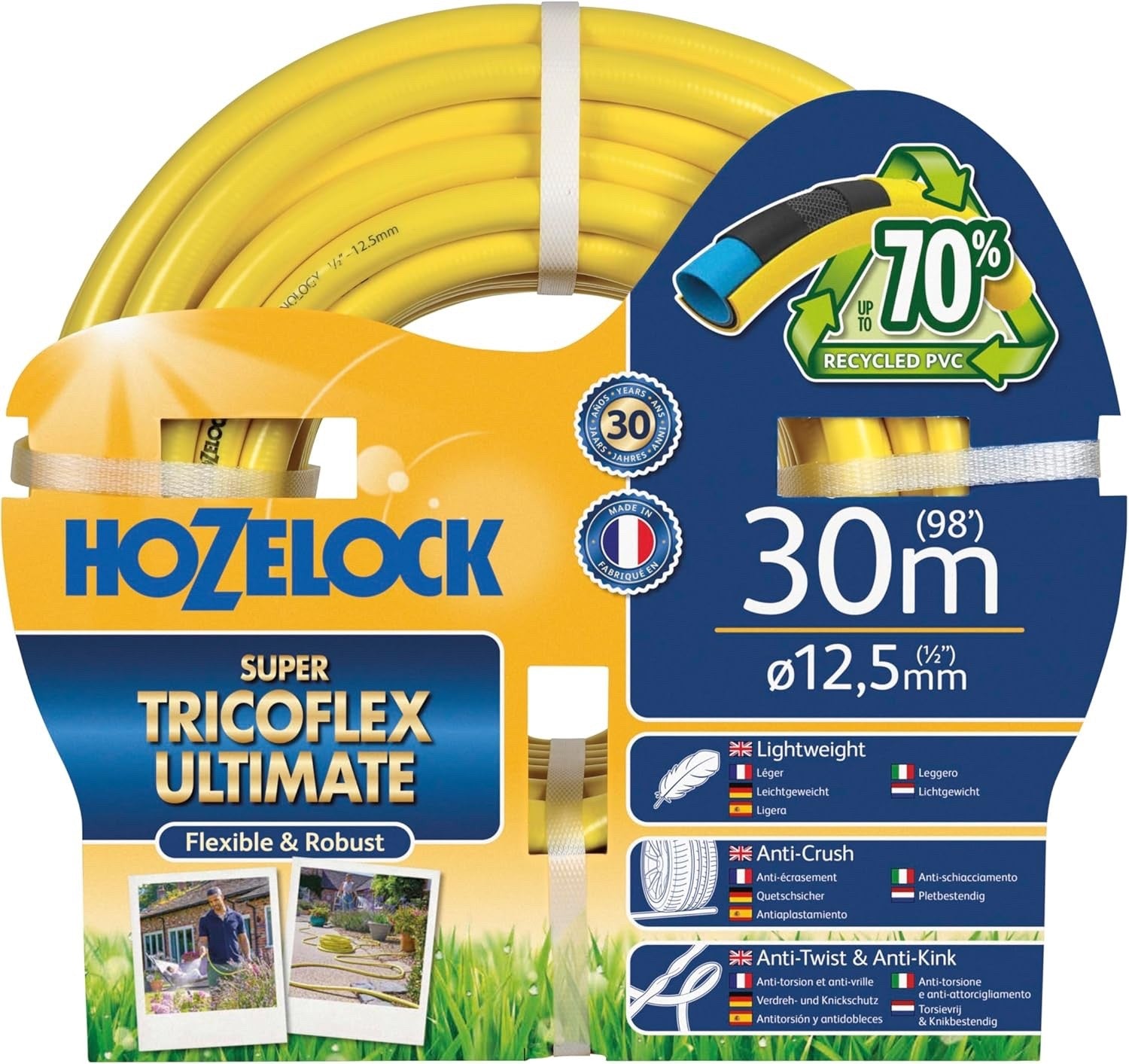 Hozelock Ultimate 12.5mm x 30m Recycled PVC Garden Hose