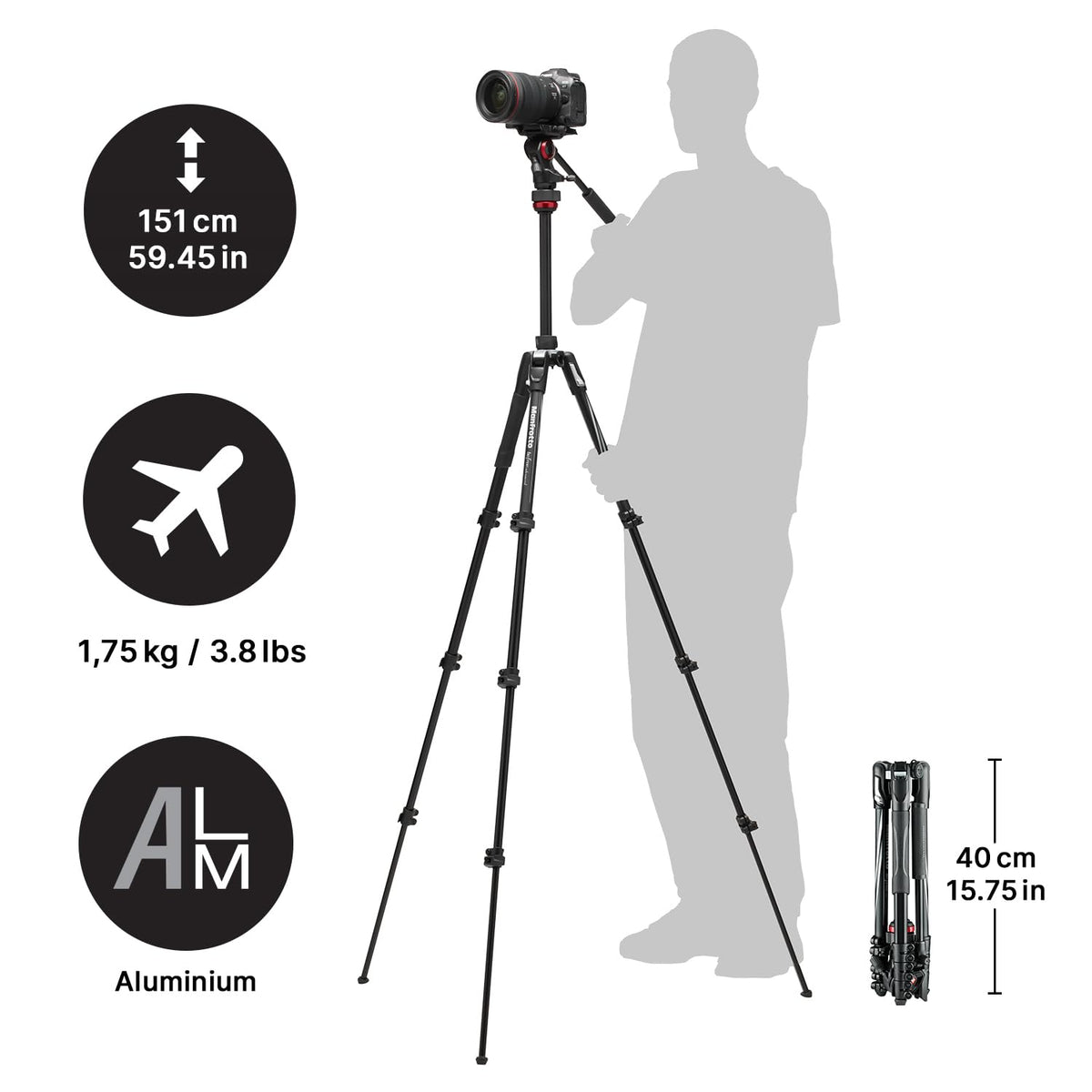 Manfrotto Befree Travel Lightweight Fluid Drag Video Tripod Kit