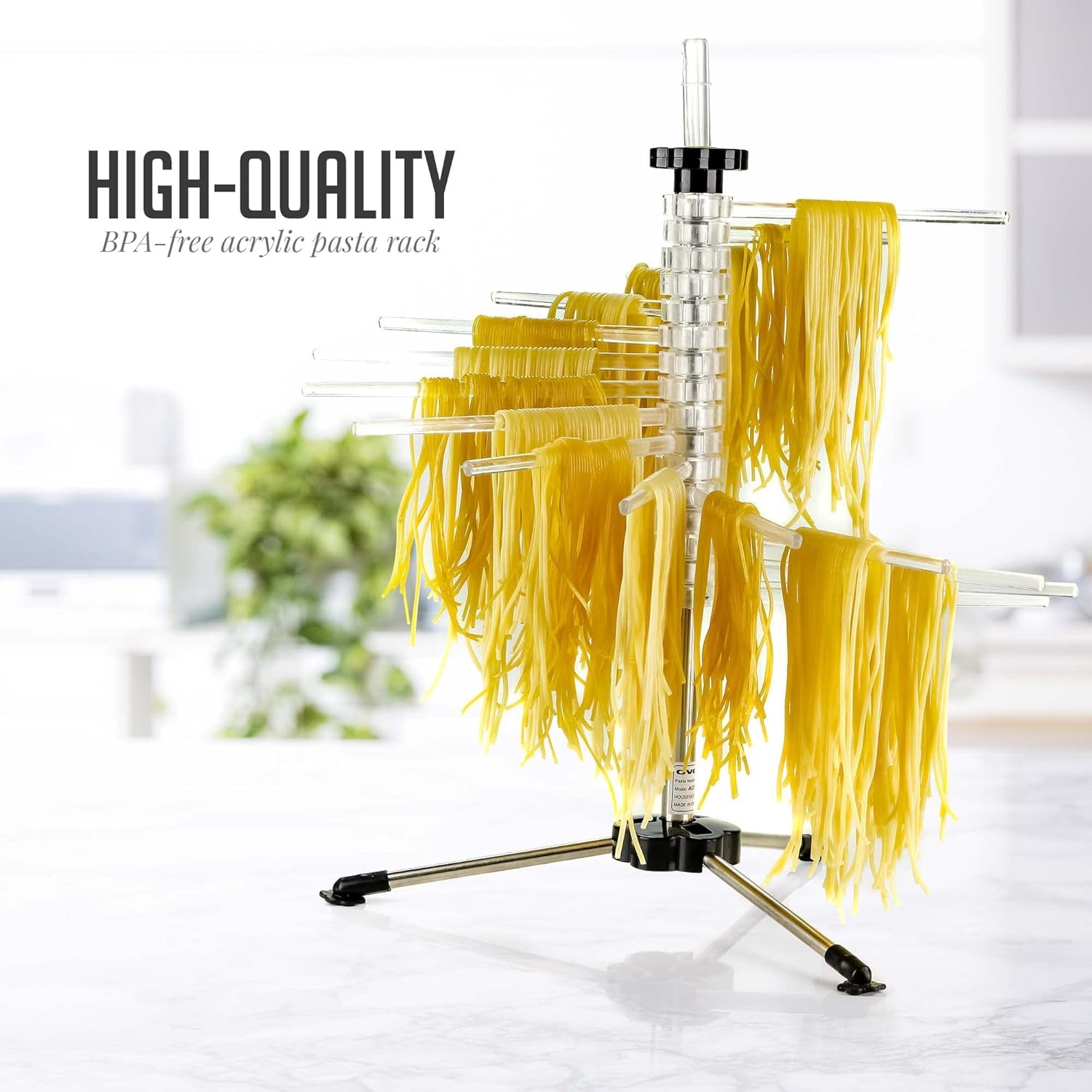 Spiral Drying Rack with 16 Pasta Wands BPA-Free Acrylic Rods, Quick Drying