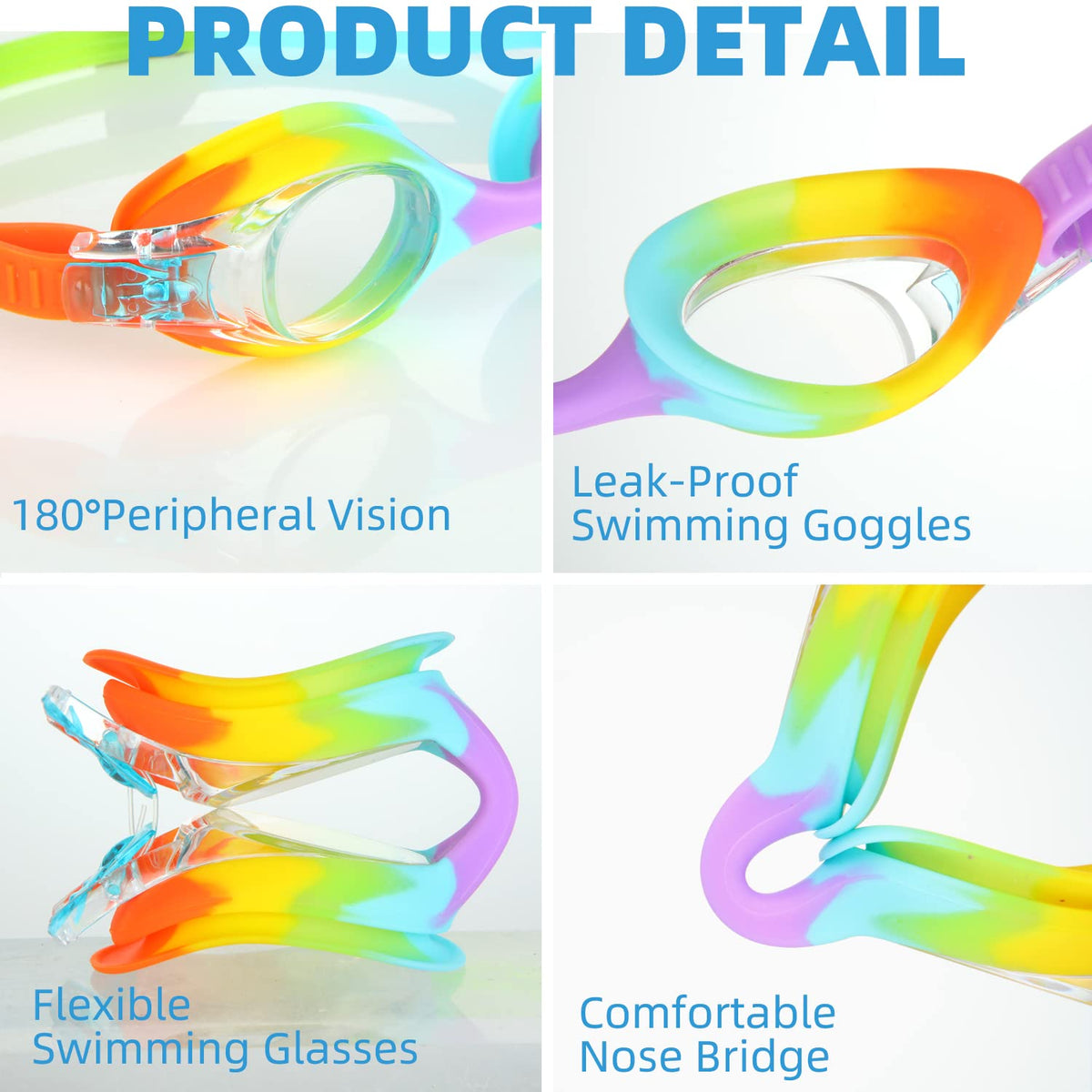 Kids Swimming Goggles, Anti-Fog UV Resist Leak Proof Swimming Goggles for Kids Boys Girls, Childrens Swimming Goggles Comfortable Food Grade Silicone (Age 3-14)