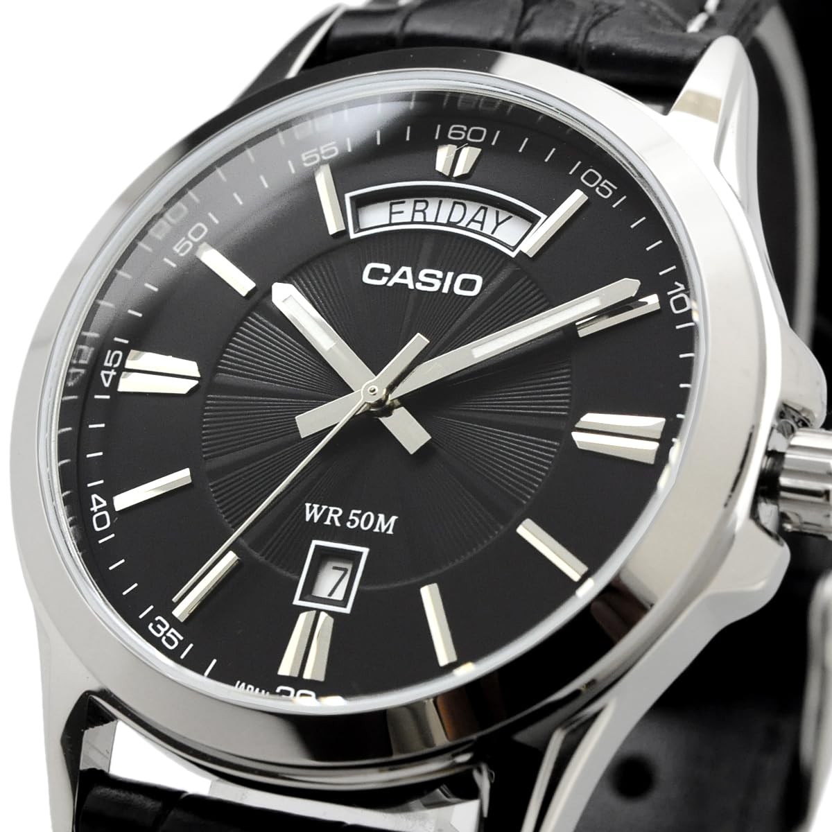Casio MTP-1381L Black Analog Quartz Men's Watch & Classic Leather Strap