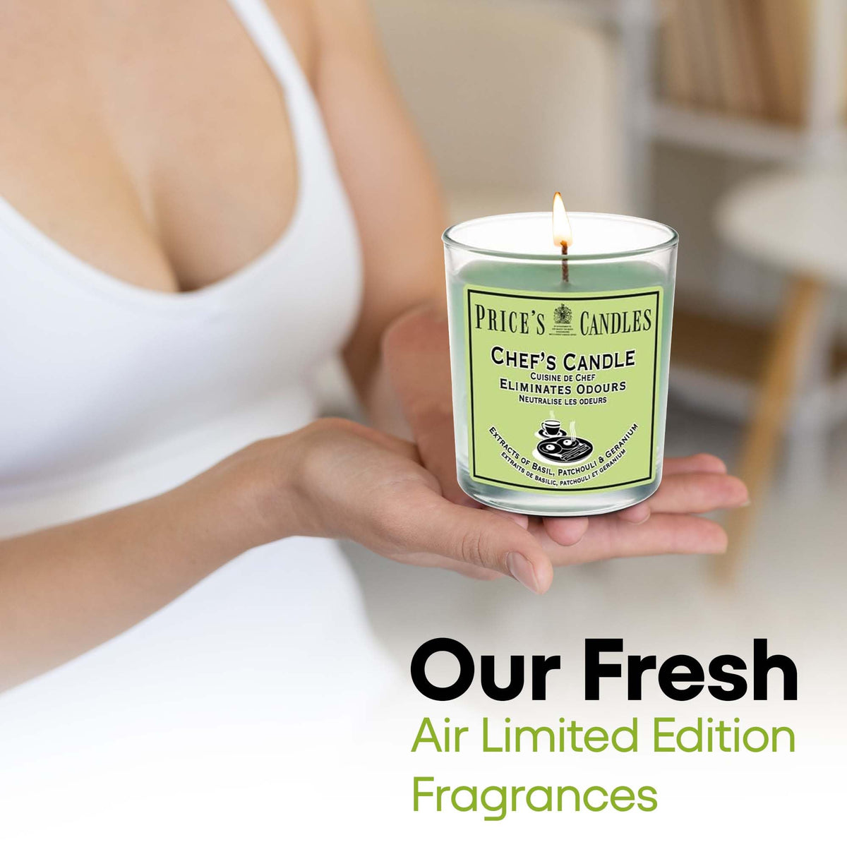 Price's Chef's Jar Candle Fresh Scented Odour Reducing Basil Patchouli