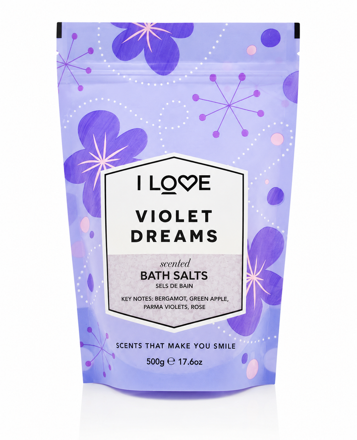 I LOVE Signature Violet Dreams Scented Bath Salts 500g - All Natural Ingredients
