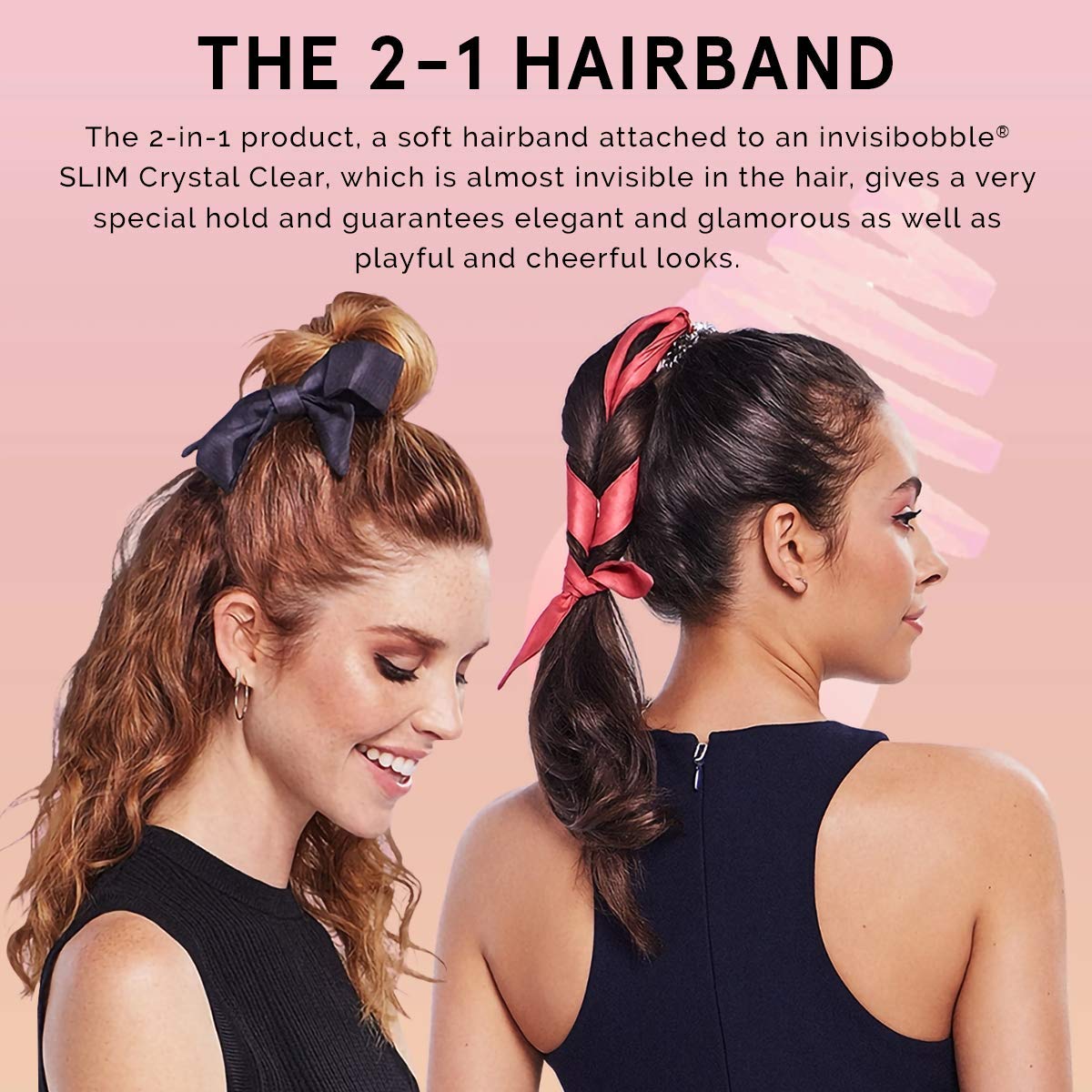 INVISIBOBBLE Wrapstar Elastic Hair Tie in Black x 5 Packs for Various Hairstyles
