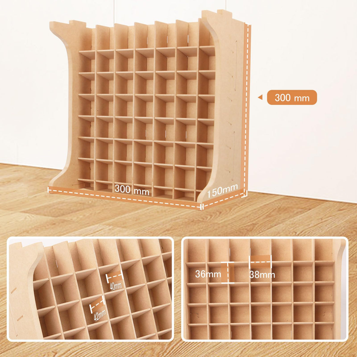 Bucasso Paint Rack Organizer 49 Holes - 10ml/18ml MR HOBBY Storage - Model Tool Storage with MDF Material, Craft Paint Holder Rack