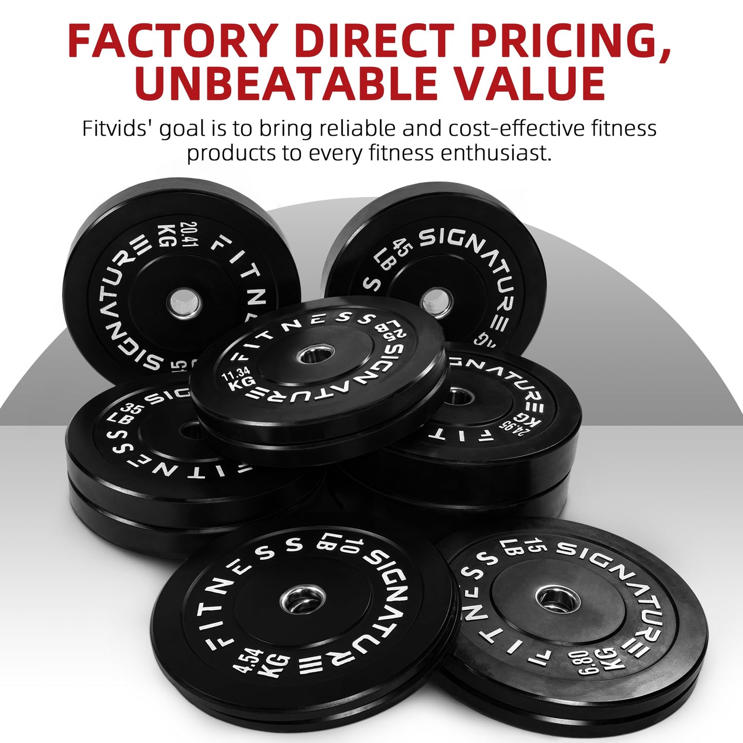 Black Signature Fitness 55lb/24.95kg Olympic Bumper Plates with Steel Hub, Bundle Pair