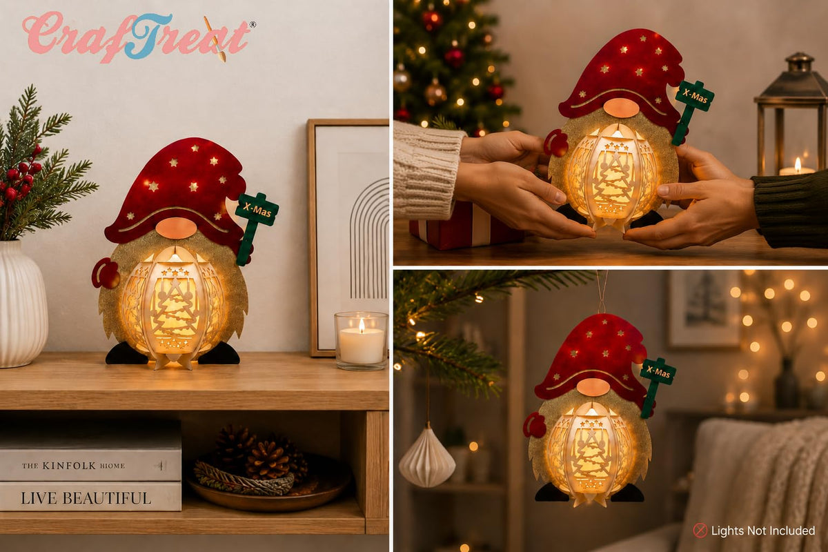CrafTreat Gnome Paper Lantern DIY Christmas Craft Kit