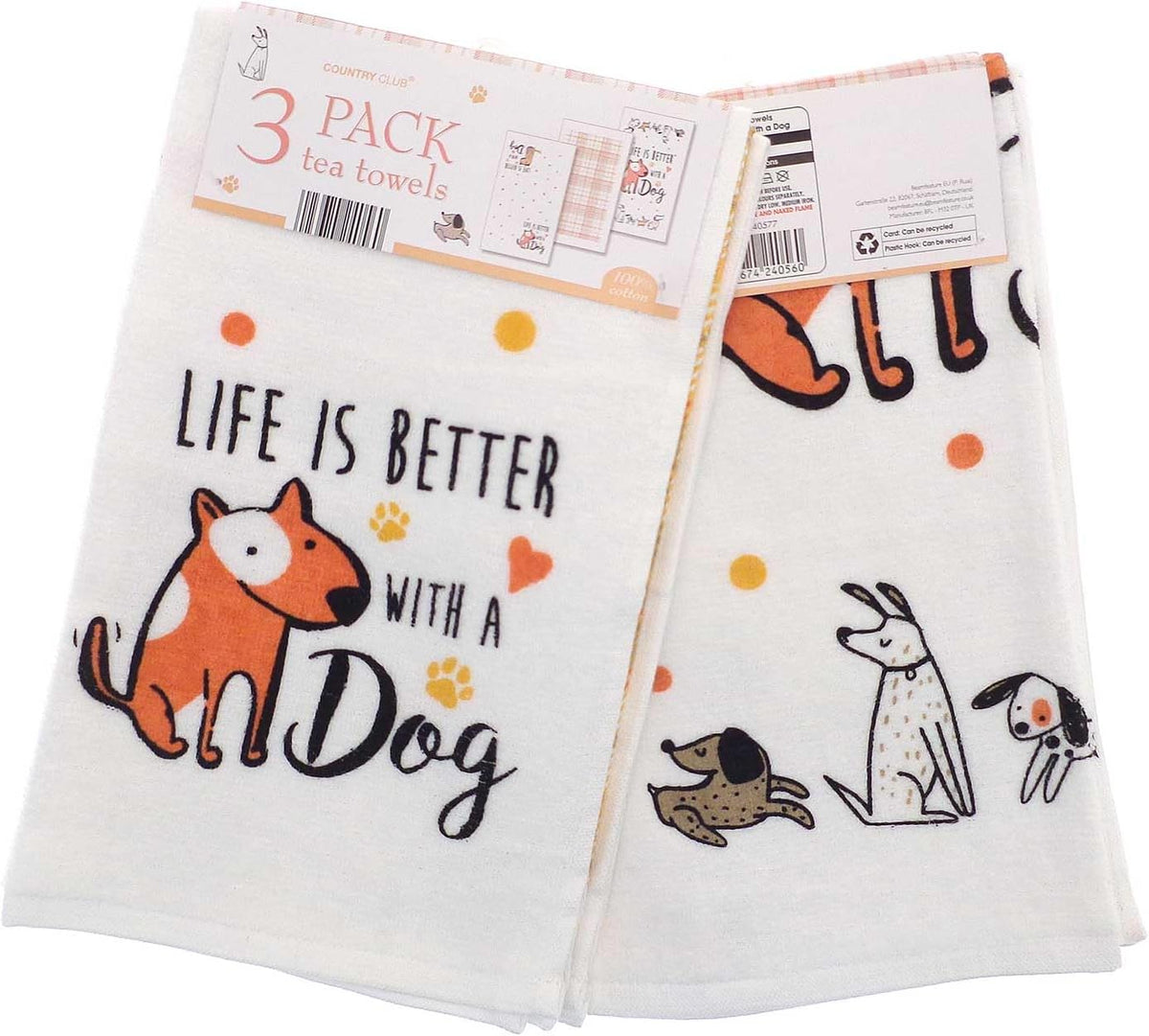 Country Club Cotton Tea Towels - Pack of 3