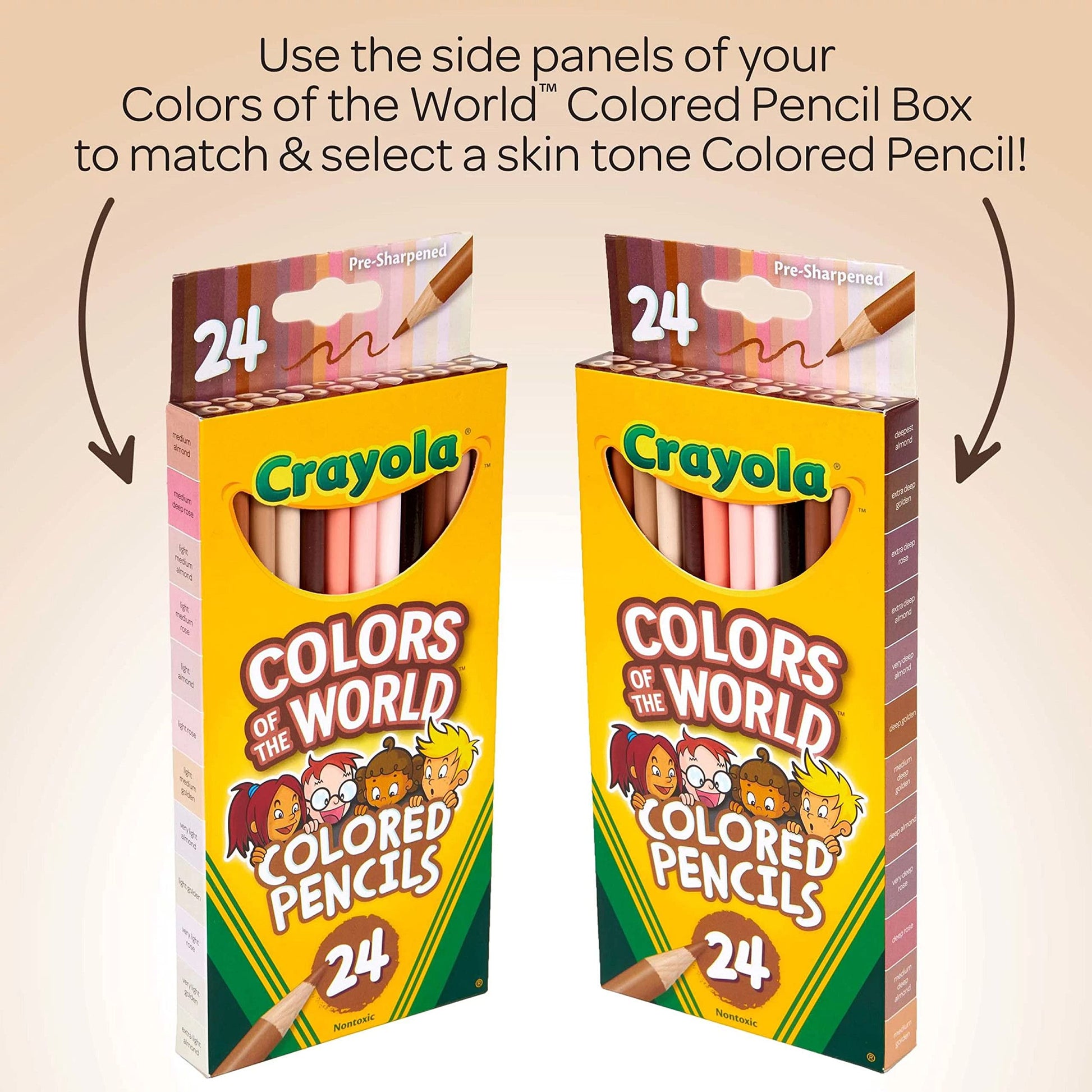Crayola Colours of the World Colouring Pencils - 24 Pack - Skin Tones Edition