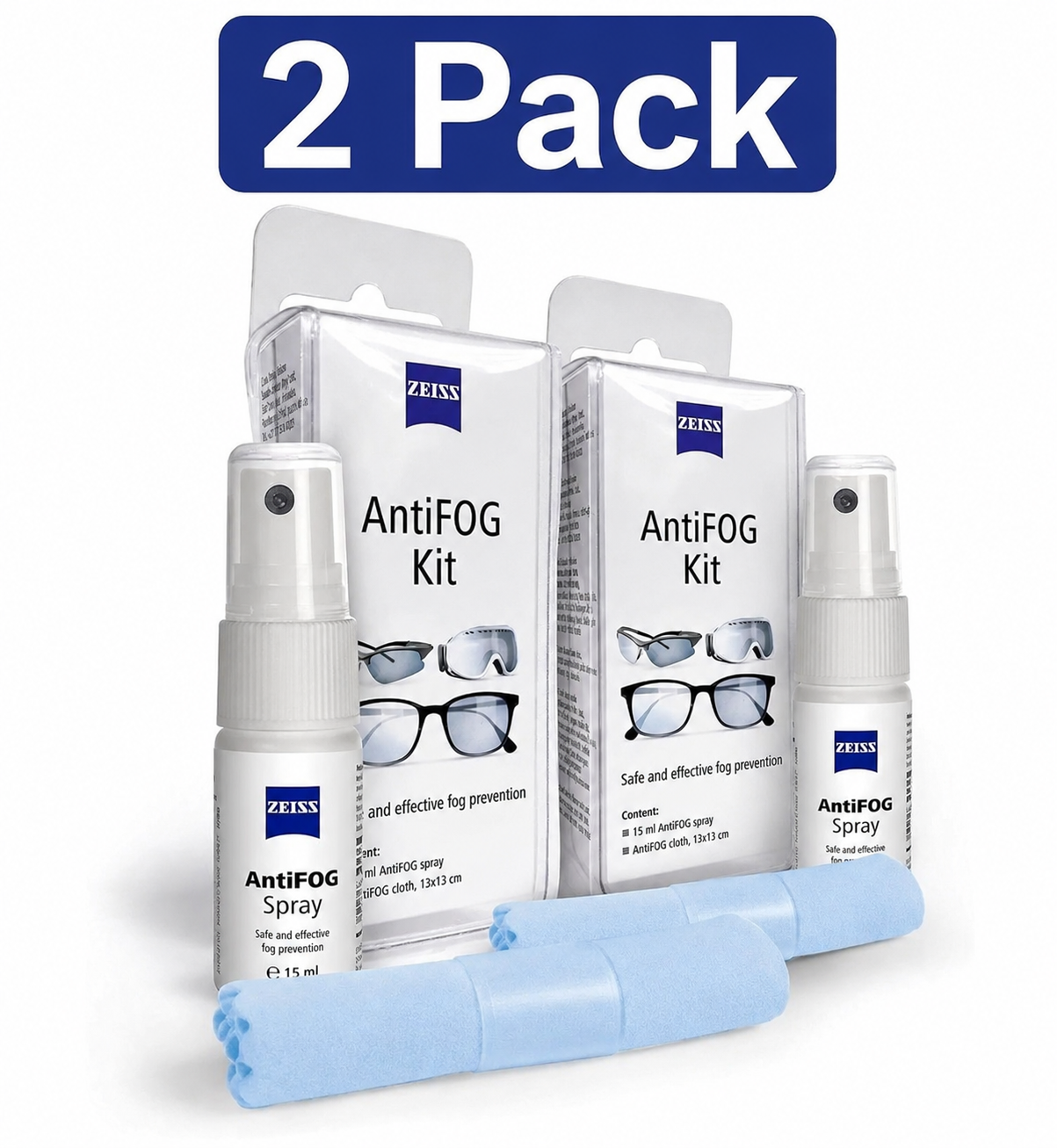ZEISS Anti Fog Kit De-Misting Treatment for Glasses (Twin Pack)