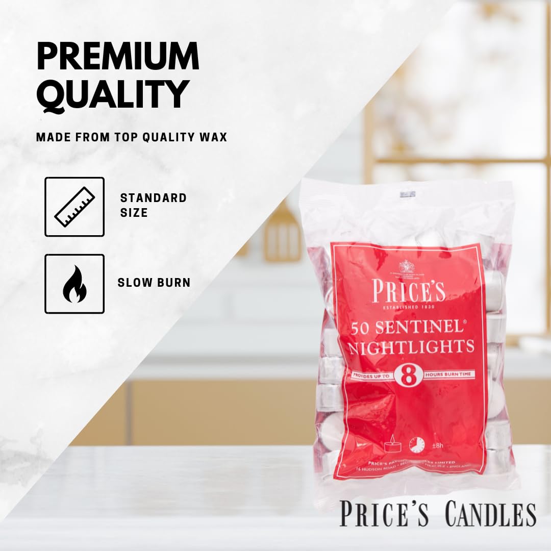 Price's Candles 100 Pack Sentinel Range 8 Hour Tea Lights Unscented