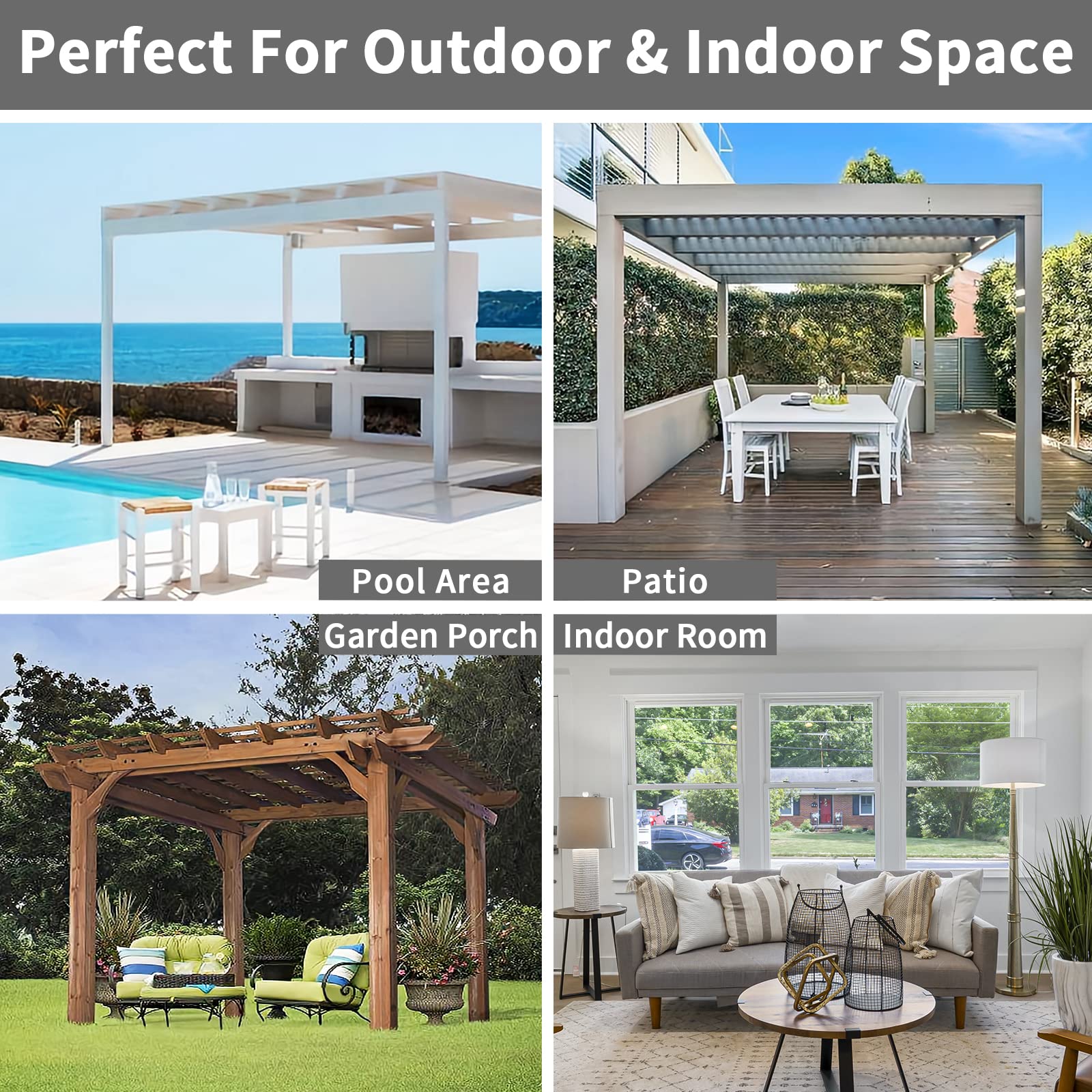 100% Waterproof Outdoor Curtains 54x84 Inch Patio Panels for Gazebo's