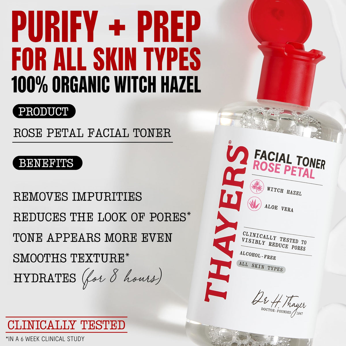 Thayers Rose Petal Witch Hazel Facial Toner With Aloe Vera 355ml - Alcohol-Free & All Skin Types