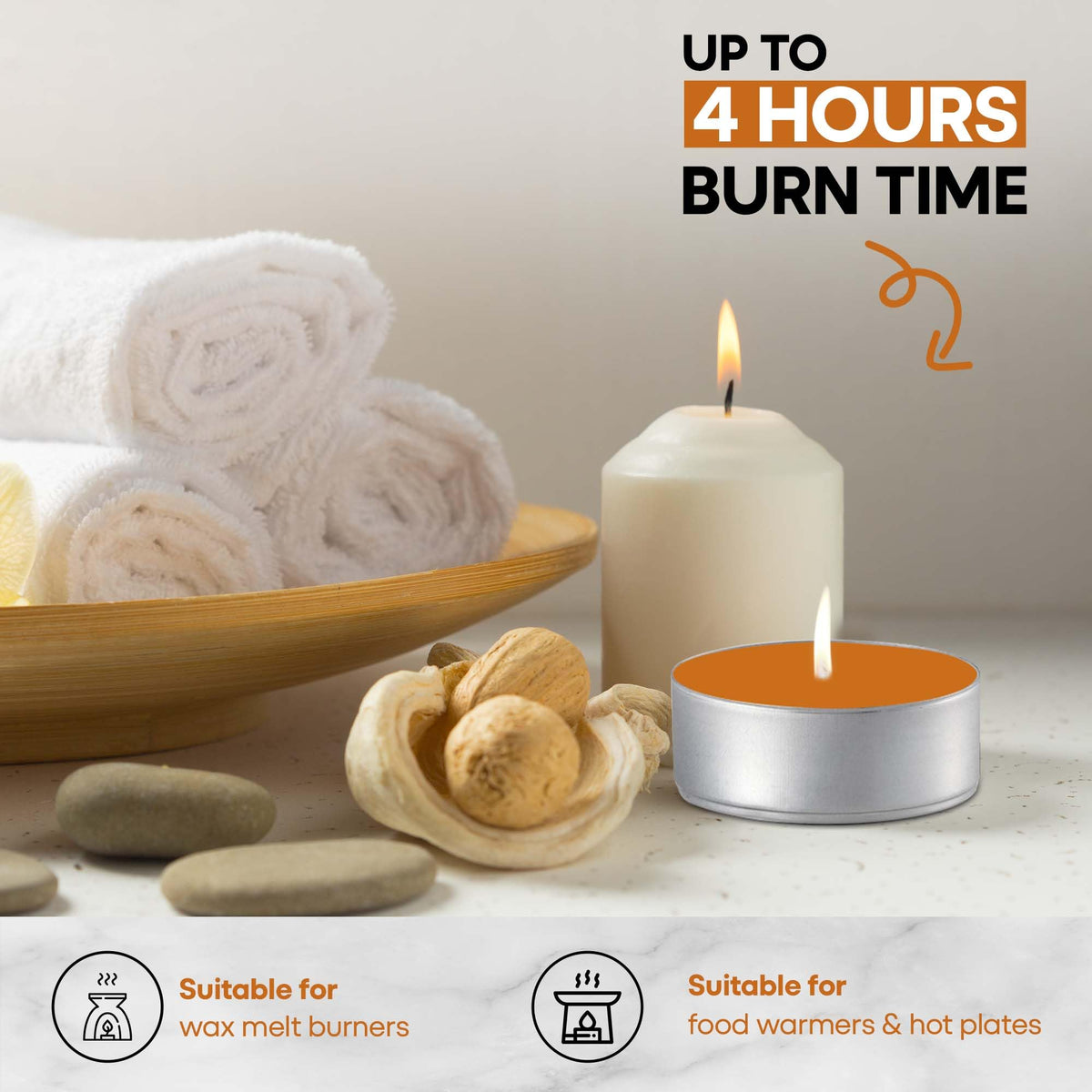 Price's Candles Petali Citrus Scented Tealights 25 Pack, 4-5 Hour Burn Time