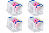 Really Useful Box 4 Litre 3 Pack Clear Plastic Storage Container with Clip Handles & Lid