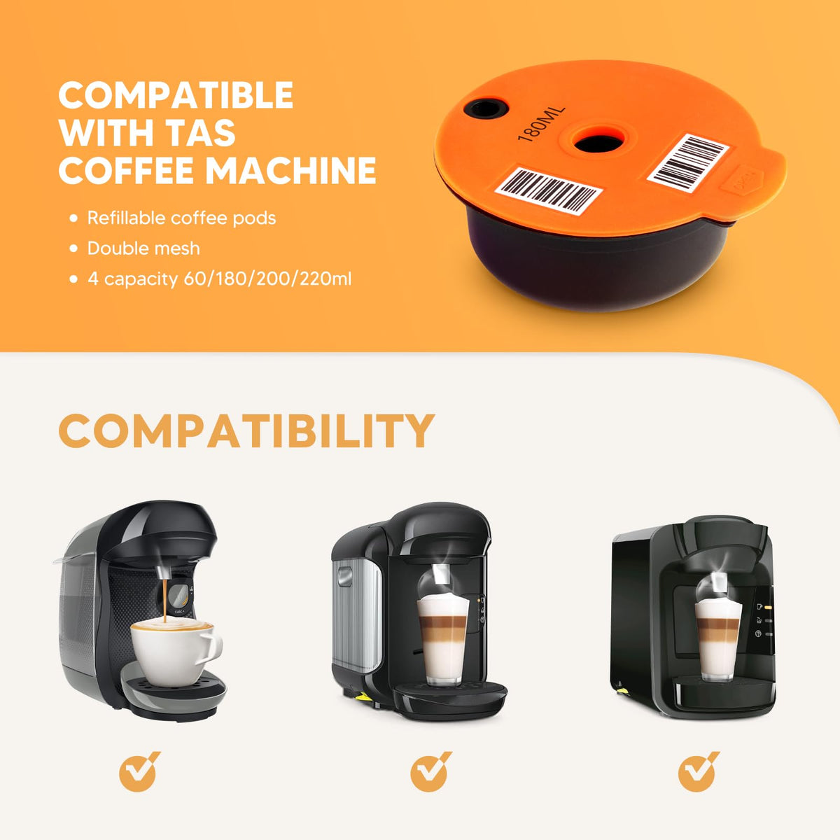 RECAFIMIL Reusable Coffee Capsule 180ml for Tassimo Machine