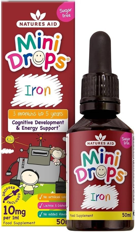 Natures Aid Mini Drops Iron Energy Supplement for Kids 50ml 6x Pack Bundle