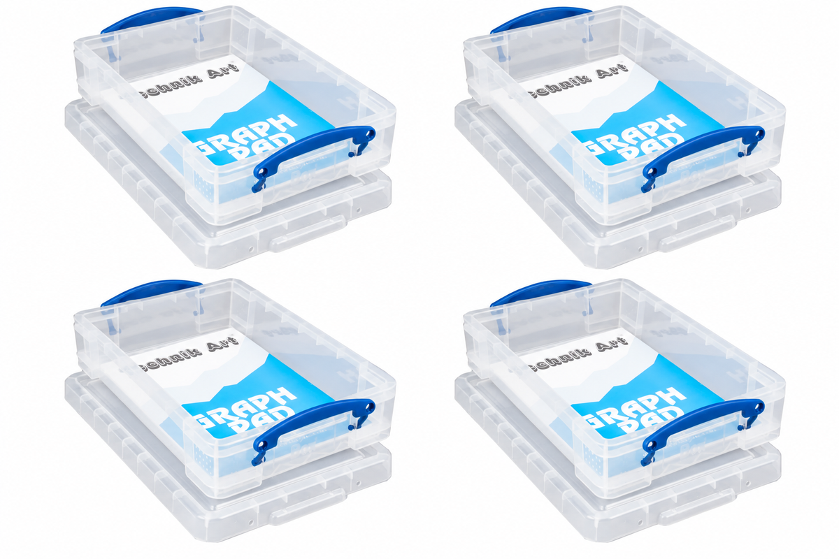 Really Useful Box 4 Litre Clear Plastic Storage Container 4x Pack with Clip Handles