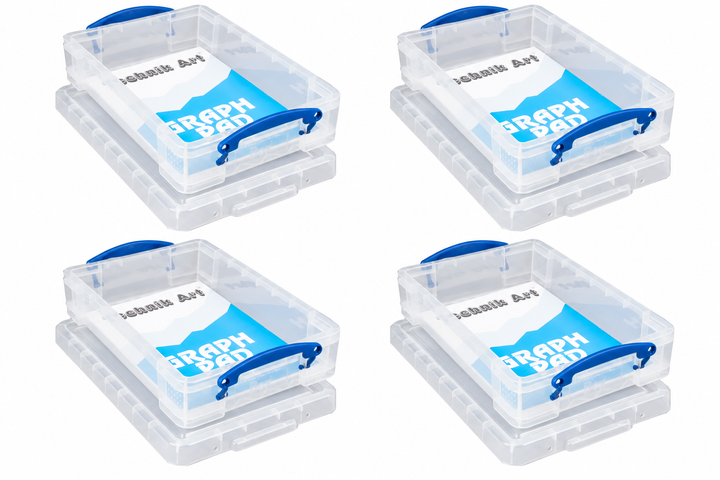 Really Useful Box 4 Litre Clear Plastic Storage Container 4x Pack with Clip Handles