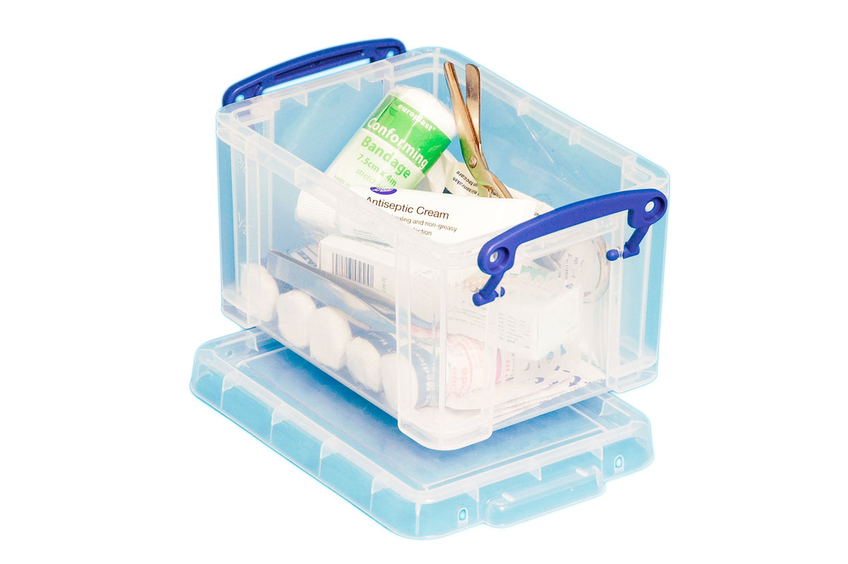 Really Useful Box 1.6 Litre Clear Plastic Storage Container with Clip Handles & Lid