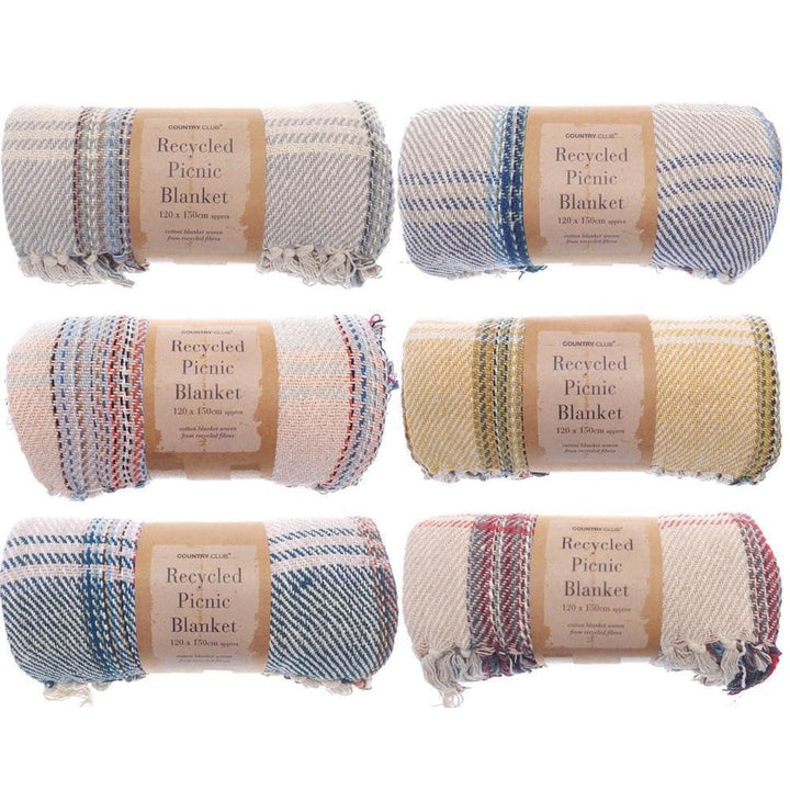 COUNTRY CLUB Recycled Cotton Picnic Blanket 120cm x 150cm