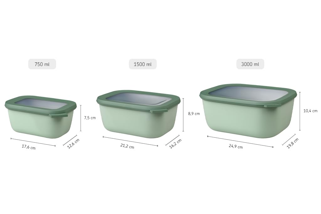 Mepal Cirqula Rectangular Food Storage Container 3000ml Nordic White