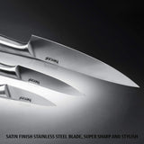 hecef Premium Kitchen Knife Set of 5 - Chef, Bread, Santoku & Paring Knifes