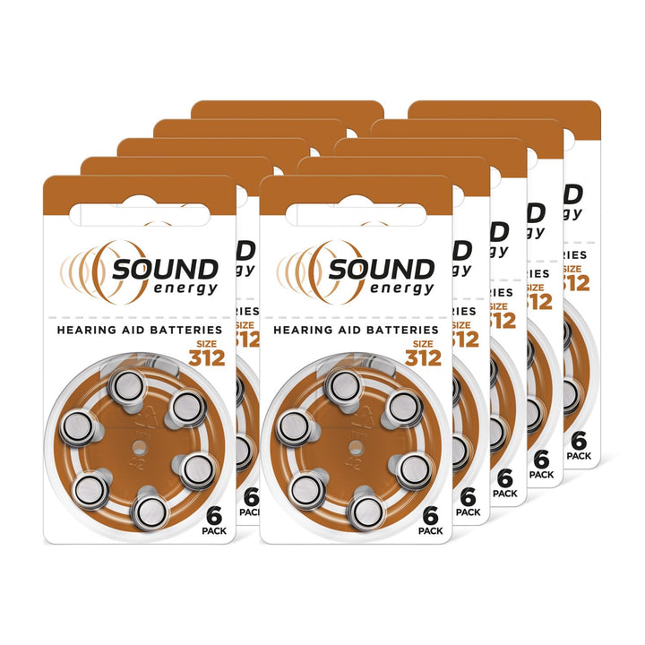 Energizer Sound Energy Hearing Aid Batteries Size 312, 60 Pack