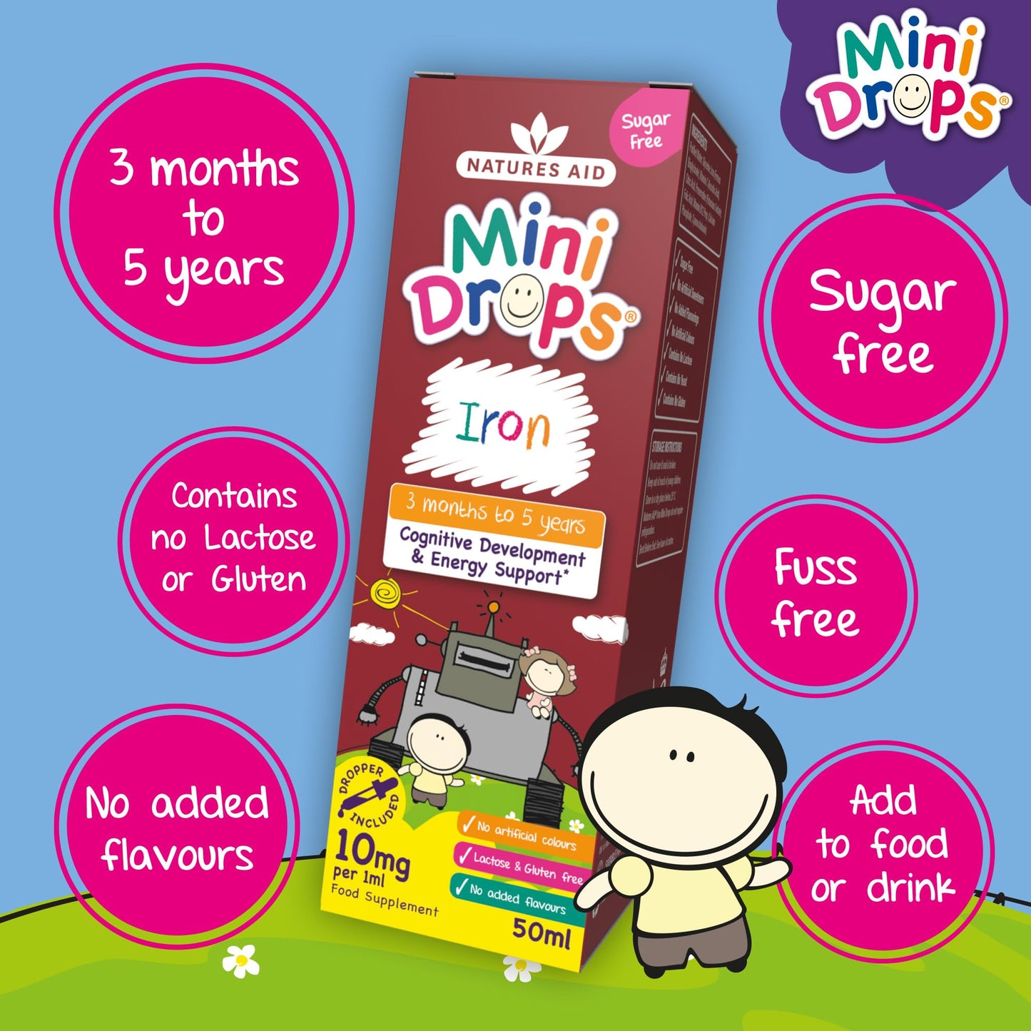 Natures Aid Mini Drops Iron Supplement for Kids 50ml