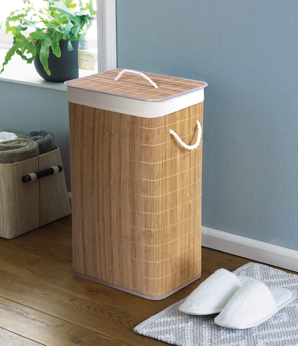 COUNTRY CLUB 124024869 Bamboo Natural Eco-Friendly Hamper Laundry Basket with