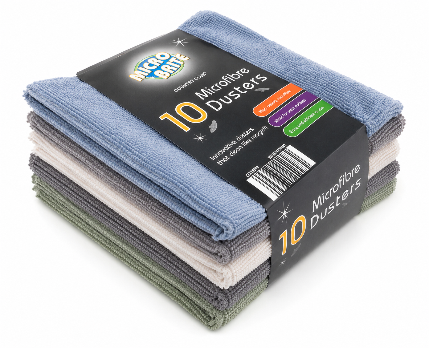 Micro Brite Microfibre Dusters 10Pack, Soft Lint-Free Cleaning Cloths