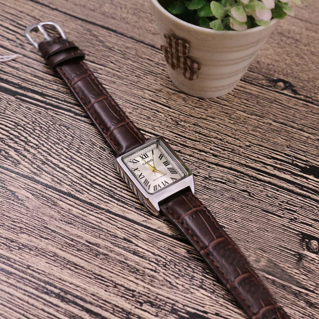 Casio Women's Watch LTP-V007L-9BUDF Gold Dial With Brown Leather Strap