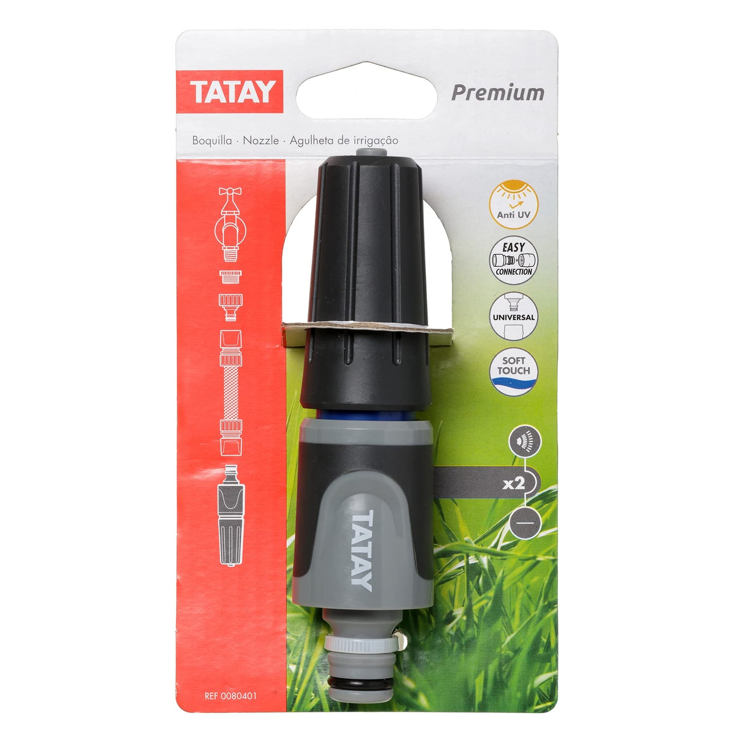 TATAY Premium Universal Hose Nozzle Connector 2-Position in Grey - Heavy Duty