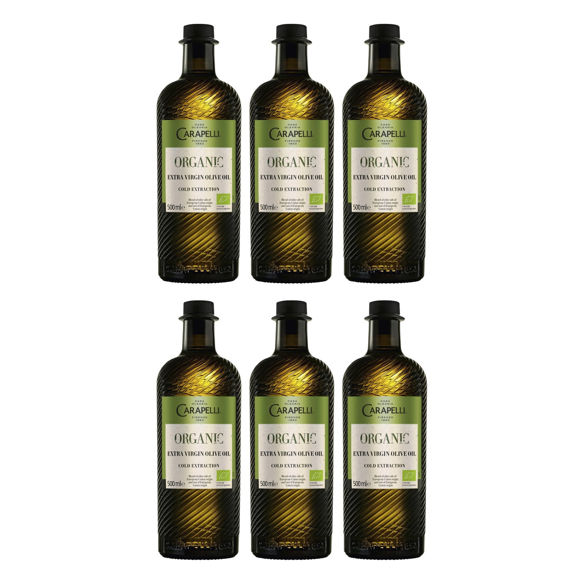 Carapelli Organic Extra Virgin Olive Oil 500ml - (Pack of 6) - BB 08/2026