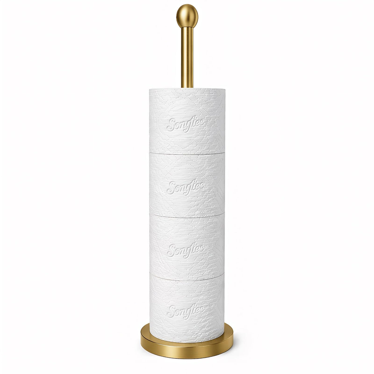 Gold Toilet Paper Holder Stand with Reserve for 4 Rolls