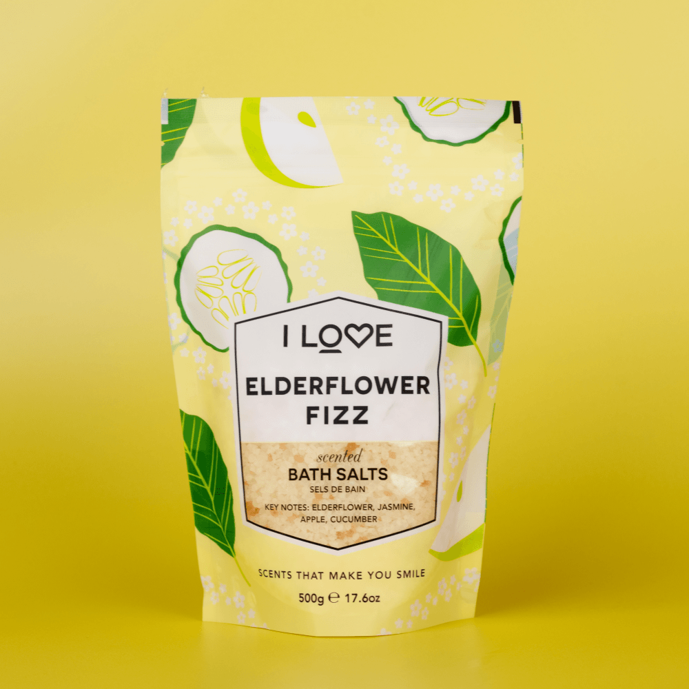 I LOVE Signature Elderflower Fizz Scented Bath Salts 500g - All Natural Ingredients