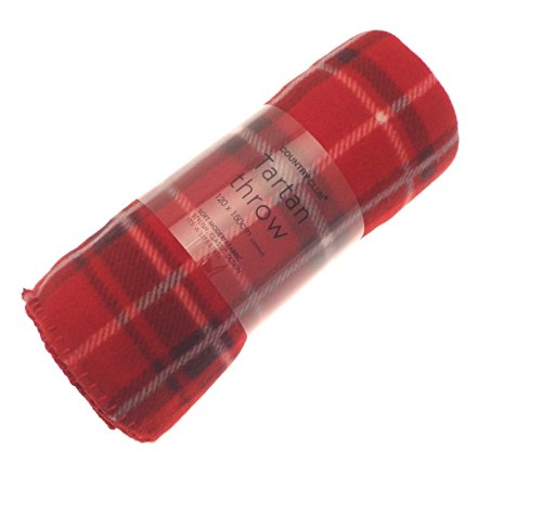 COUNTRY CLUB Red Tartan Check Super Soft Fleece Throw 150cm
