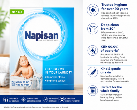 Napisan Non Bio Stain Remover Powder 800g - Kills 99.9% Bacteria, Hygienic Washes
