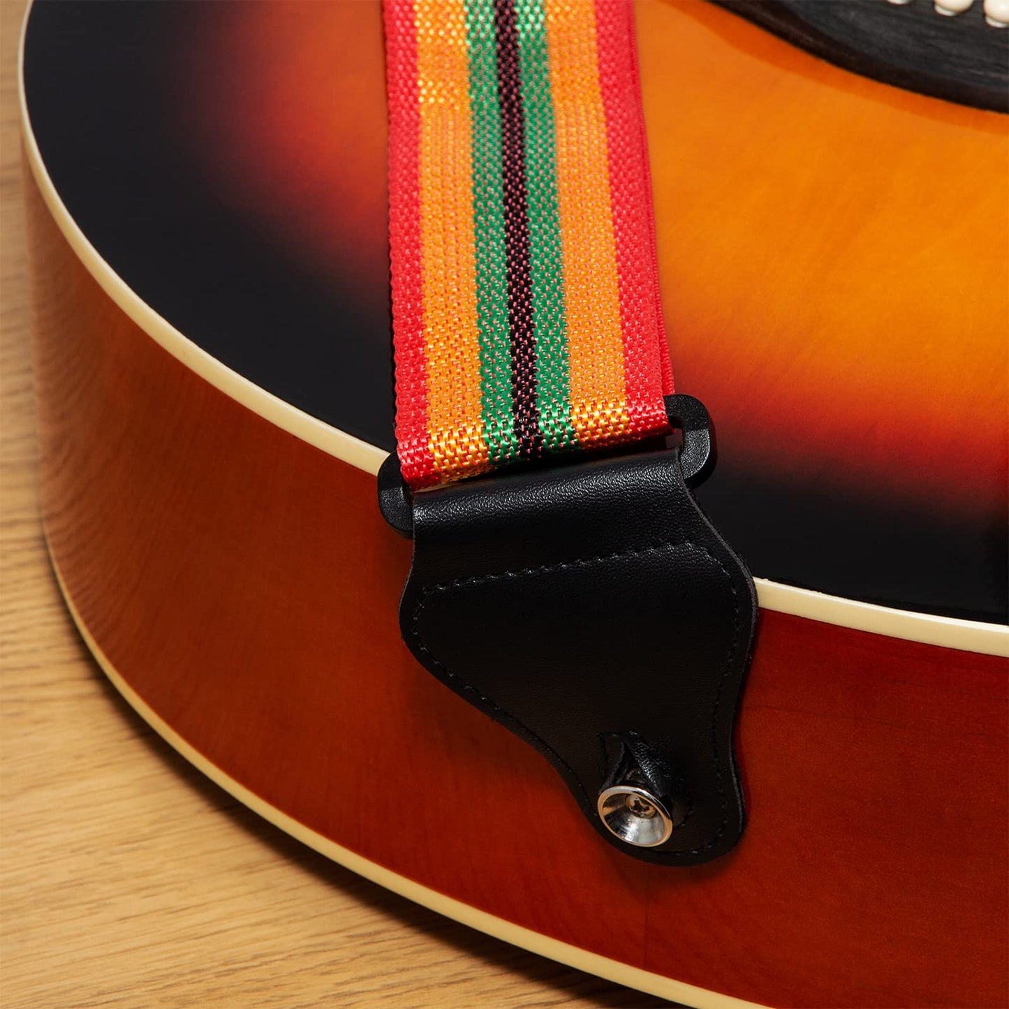 Tiger STPK2-RB Nylon Guitar Strap Reggae Design with 3 Pick Holders