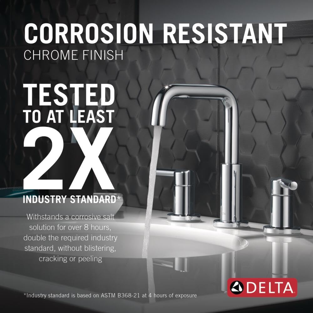 Delta Nicoli Widespread Bathroom Faucet Chrome 3 Hole Sink with 2 Handles