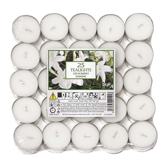 Price's Candles Petali Jasmine Scented Tealights 25 Pack, 4-5 Hour Burn Time